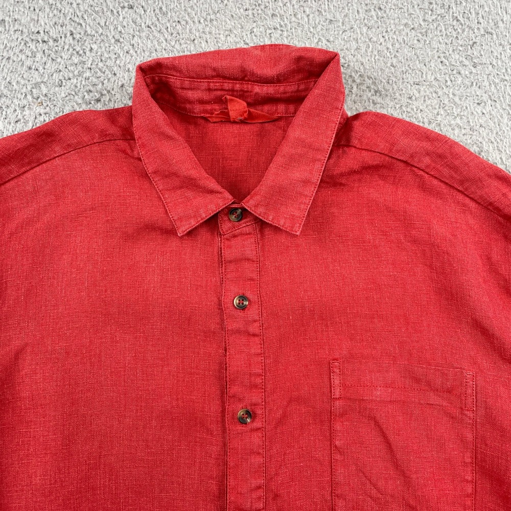 Seasalt Cornwall Shirt Mens L Red Curator Shirt Button Down Linen Long Sleeve